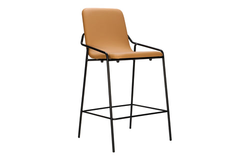 Dupont Stools by B&T - Camel New King Eco-Leather + Black RAL Steel Frame.