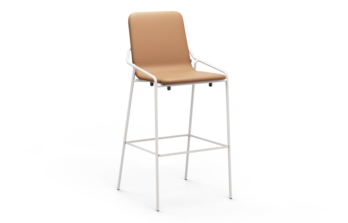 Dupont Stools by B&T - Camel New King Eco-Leather + White RAL Steel Frame.