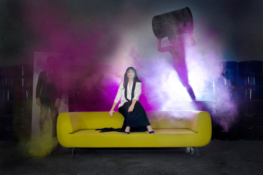 Durgu Metal Sofa by B&T, showing durga metal sofa in live shot.