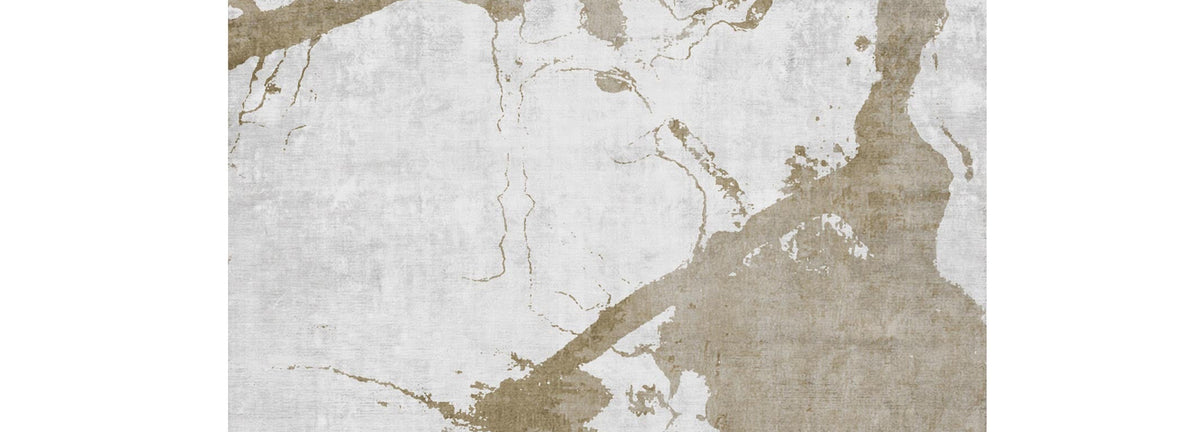Eastern Side of Arenzano EA1701 Rug by Second Studio, showing closeup view of eastern side of arenzano ea1701 rug by second studio in bright grey and soft brown.