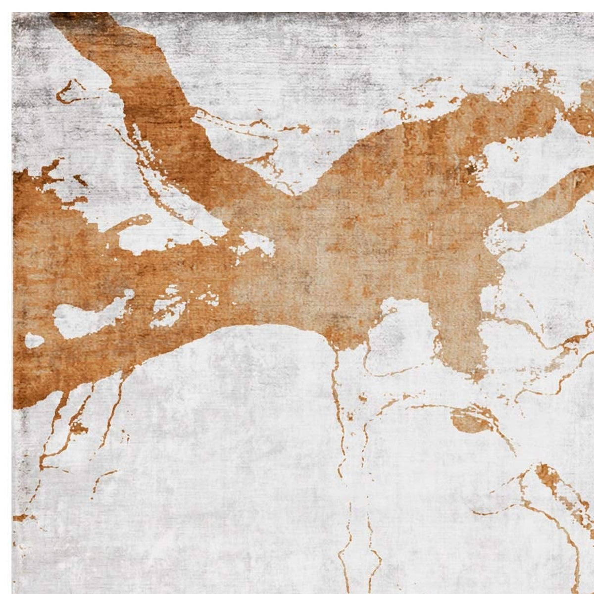Eastern Side of Arenzano EA1702 Rug by Second Studio, showing closeup view of eastern side of arenzano ea1702 rug by second studio in bright grey and rusty orange.