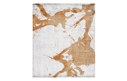 Eastern Side of Arenzano EA1702 Rug by Second Studio - Bright Grey and Rusty Orange.