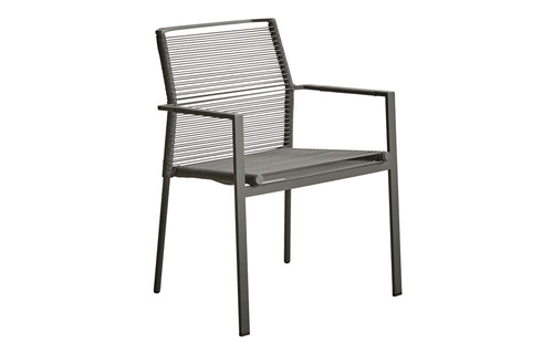 Edge Stackable Dining Armchair by Cane-Line - Anthracite Fibre Rope.