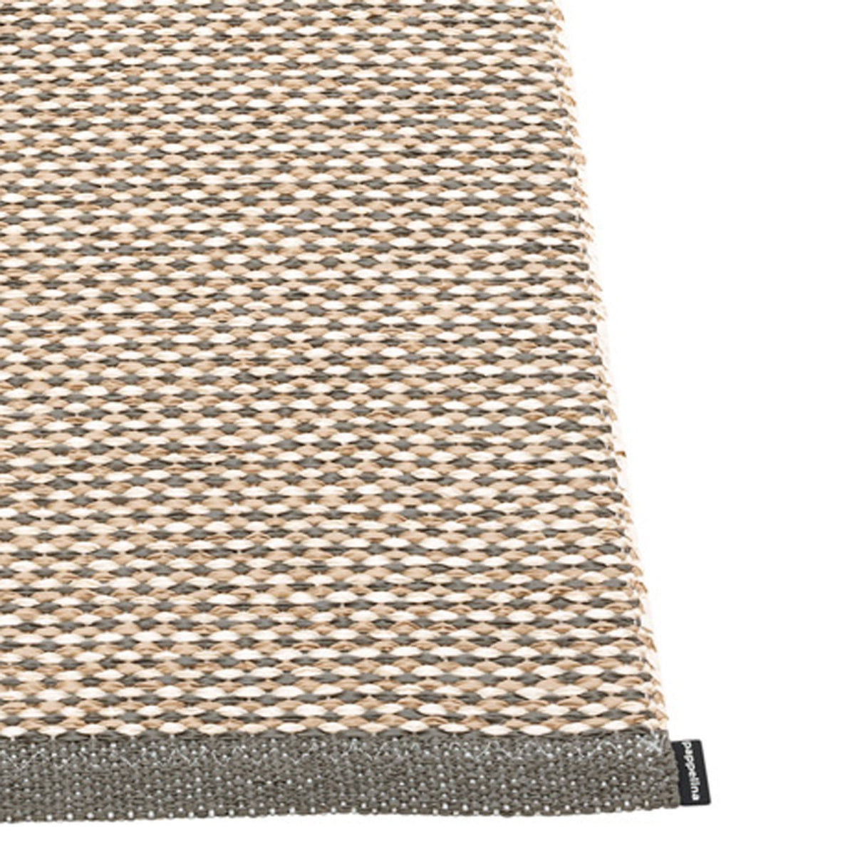 Effi Charcoal Runner Rug by Pappelina, showing closeup view of effi charcoal runner rug.