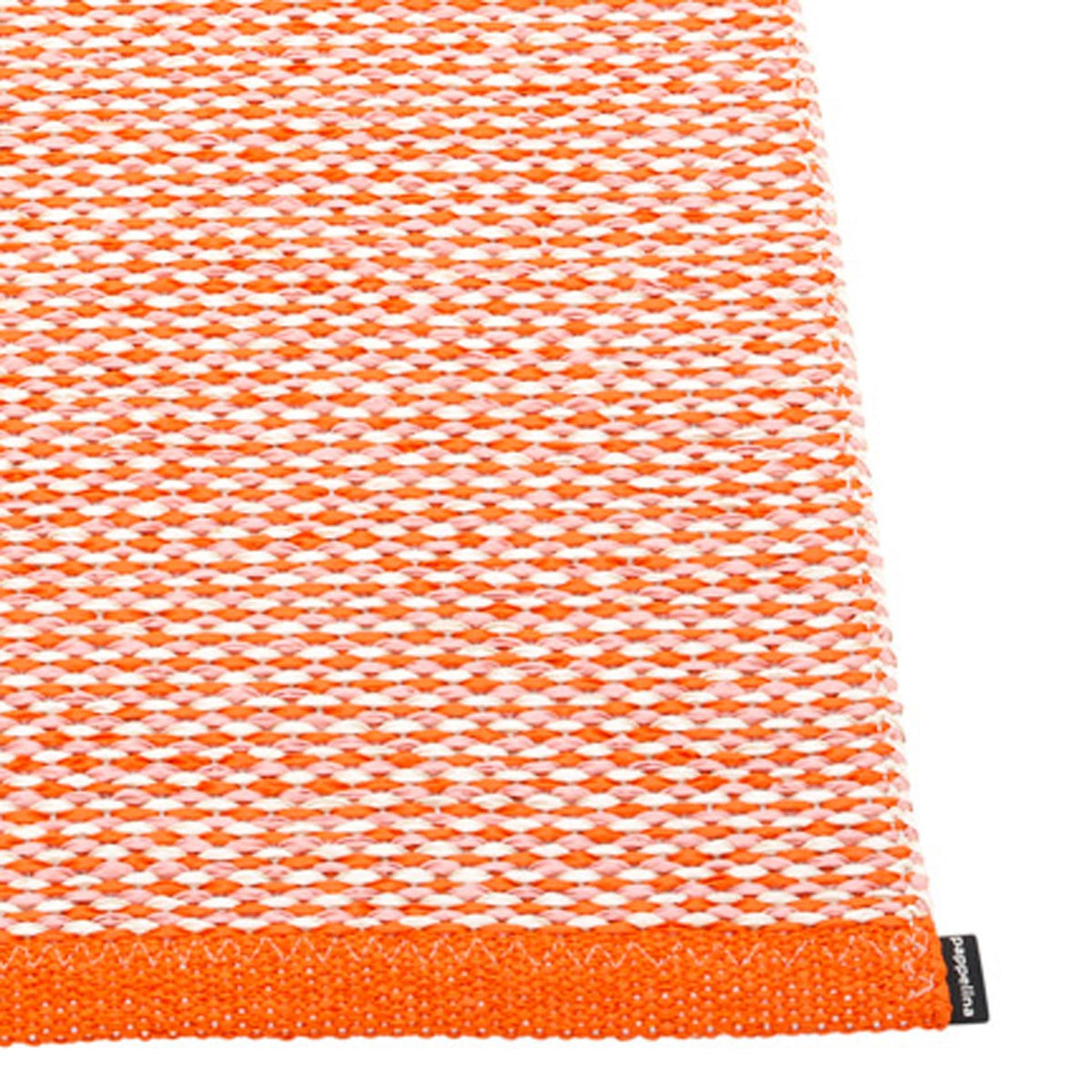 Effi Orange Runner Rug by Pappelina, showing closeup view of effi orange runner rug.