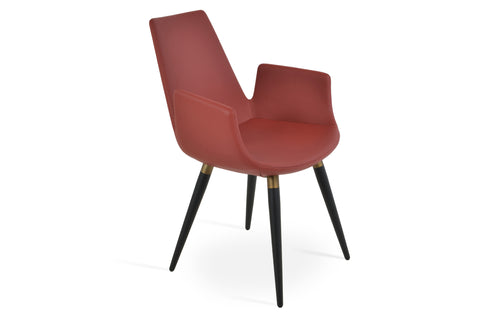 Eiffel Arm Ana Chair-Leather by SohoConcept - Black Powder Steel with Gold Ring, Dark Red PPM.