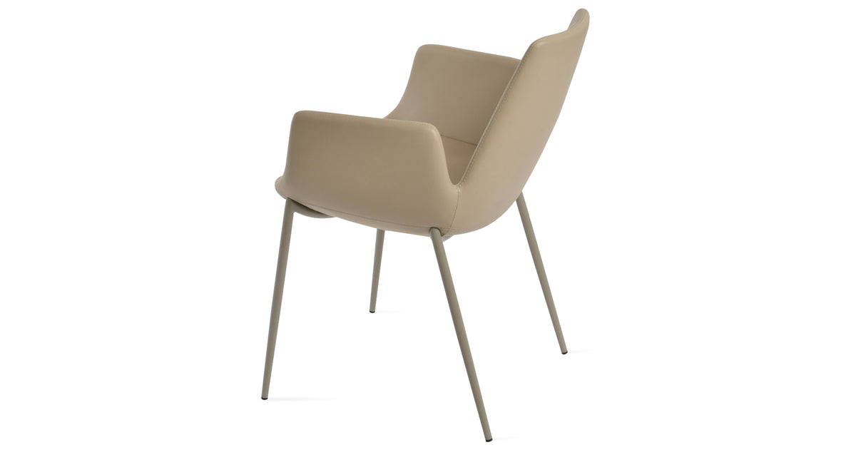 Eiffel Arm Classy Dining Chair by SohoConcept, showing side view of eiffel arm classy dining chair in bone finish/wheat ppm-s.