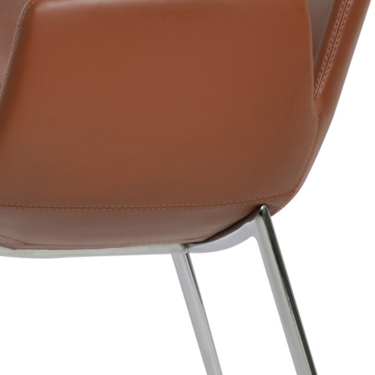 Eiffel Arm Classy Dining Chair by SohoConcept, showing closeup view of eiffel arm classy dining chair in chrome finish/hazelnut ppm-s.
