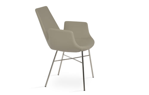 Eiffel Arm Cross Chair by SohoConcept - Polished Stainless Steel, Bone PPM.