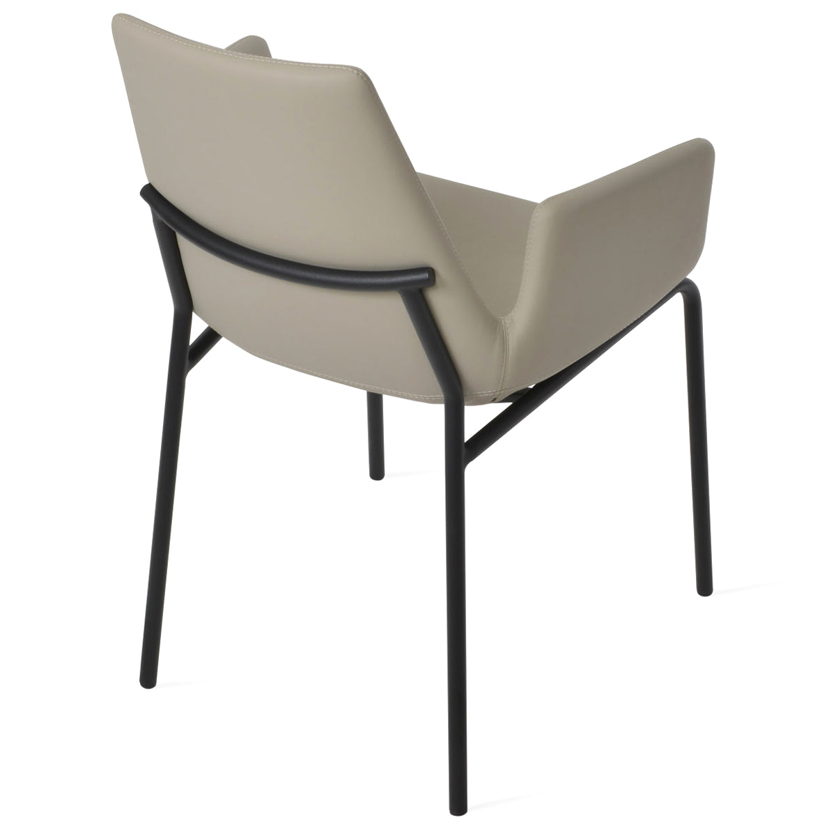 Eiffel Arm Harris Dining Chair-Leather by SohoConcept, showing back view of eiffel arm harris dining chair-leather in black finish/bone ppm.