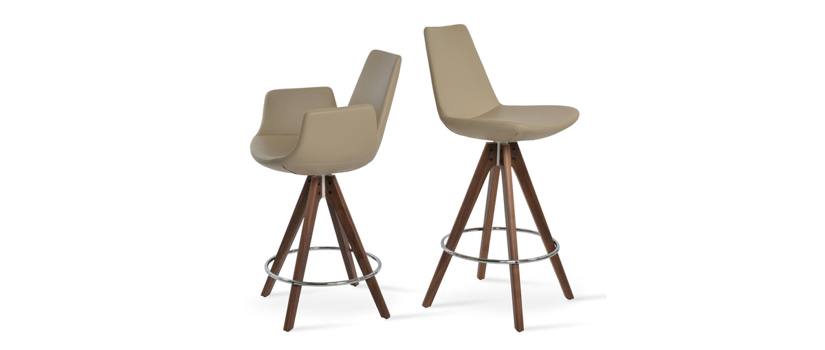 Eiffel Arm Pyramid Swivel Counter Stool by SohoConcept, showing of eiffel arm pyramid swivel counter stool in bone ppm.