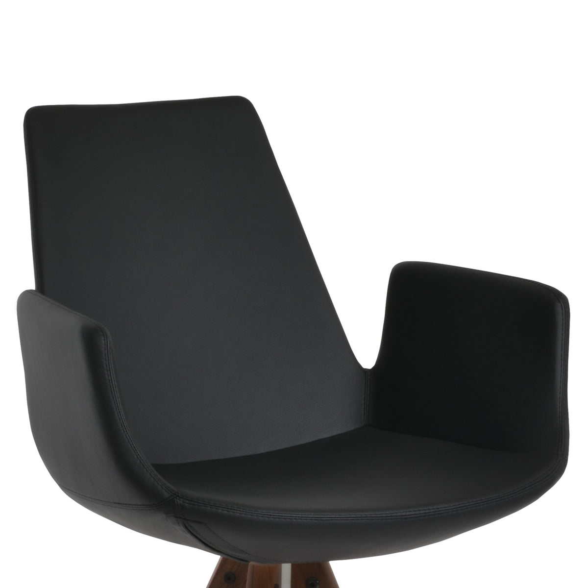 Eiffel Arm Pyramid Swivel Counter Stool by SohoConcept, showing closeup view of eiffel arm pyramid swivel counter stool in black ppm.