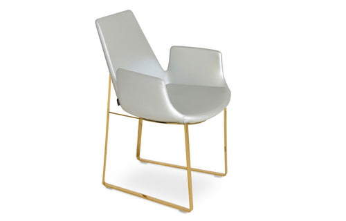 Eiffel Arm Sled Chair by SohoConcept - Gold Brass Stainless Steel, Silver PPM.