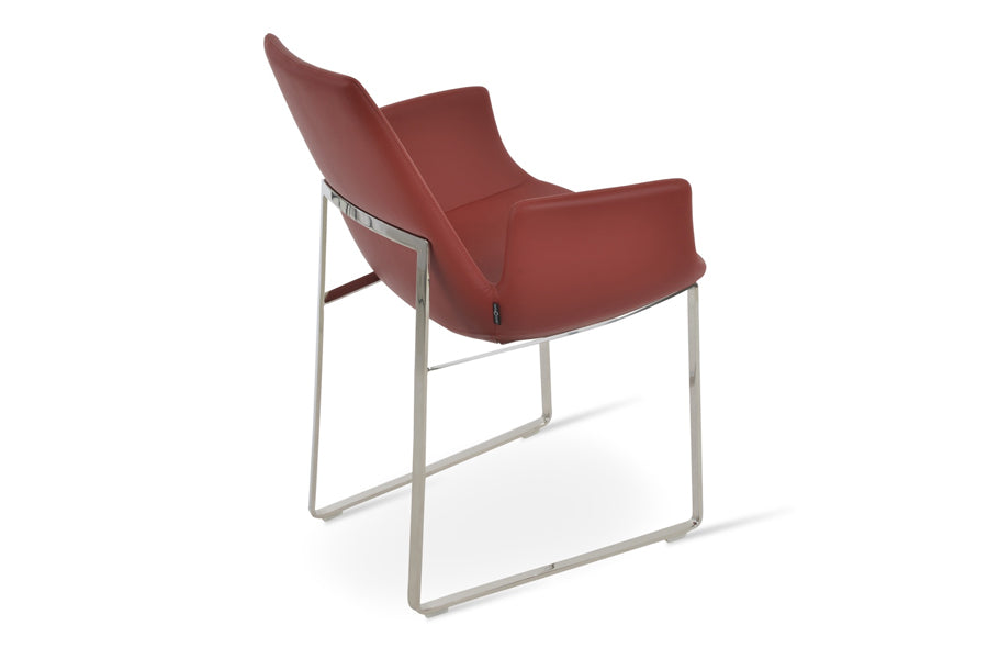 Eiffel Arm Sled Chair by SohoConcept, showing back angle view of arm sled chair.