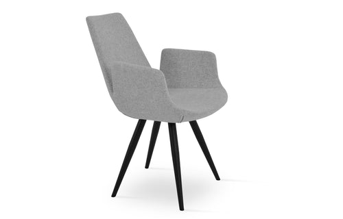 Eiffel Arm Star Chair by SohoConcept - Black Powder Steel, Camira Blazer Silver Wool.