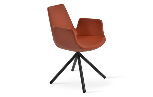 Eiffel Arm Stick Swivel Chair by SohoConcept - Black Painted Steel Tube, Brick PPM-S.