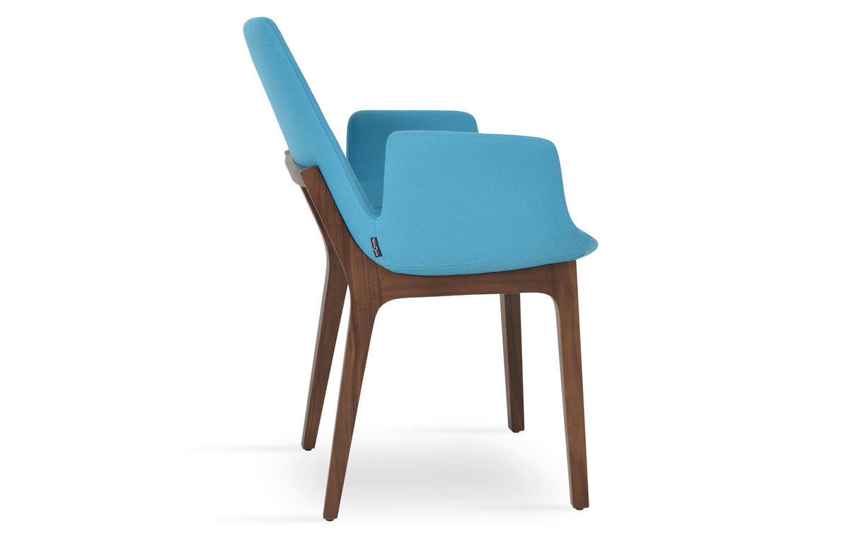 Eiffel Arm Wood Chair by SohoConcept - Orignal American Walnut Wood, Camira Blazer Turquoise Wool.