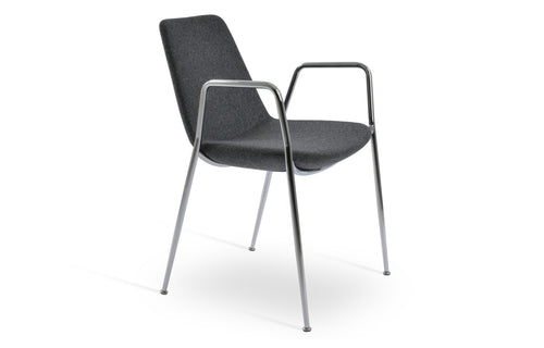 Eiffel Arm Classy Chair by SohoConcept - Chrome Finish, Camira Blazer Dark Grey Wool.