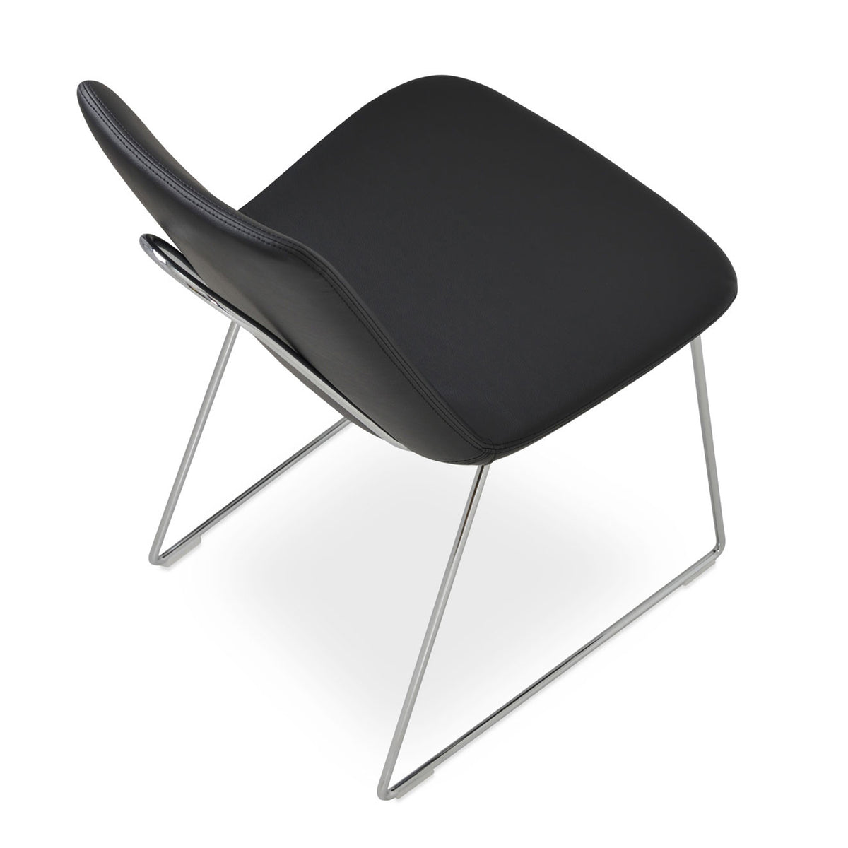 Eiffel Handle Back Dining Chair-Leather by SohoConcept, showing top view of handle back dining chair.
