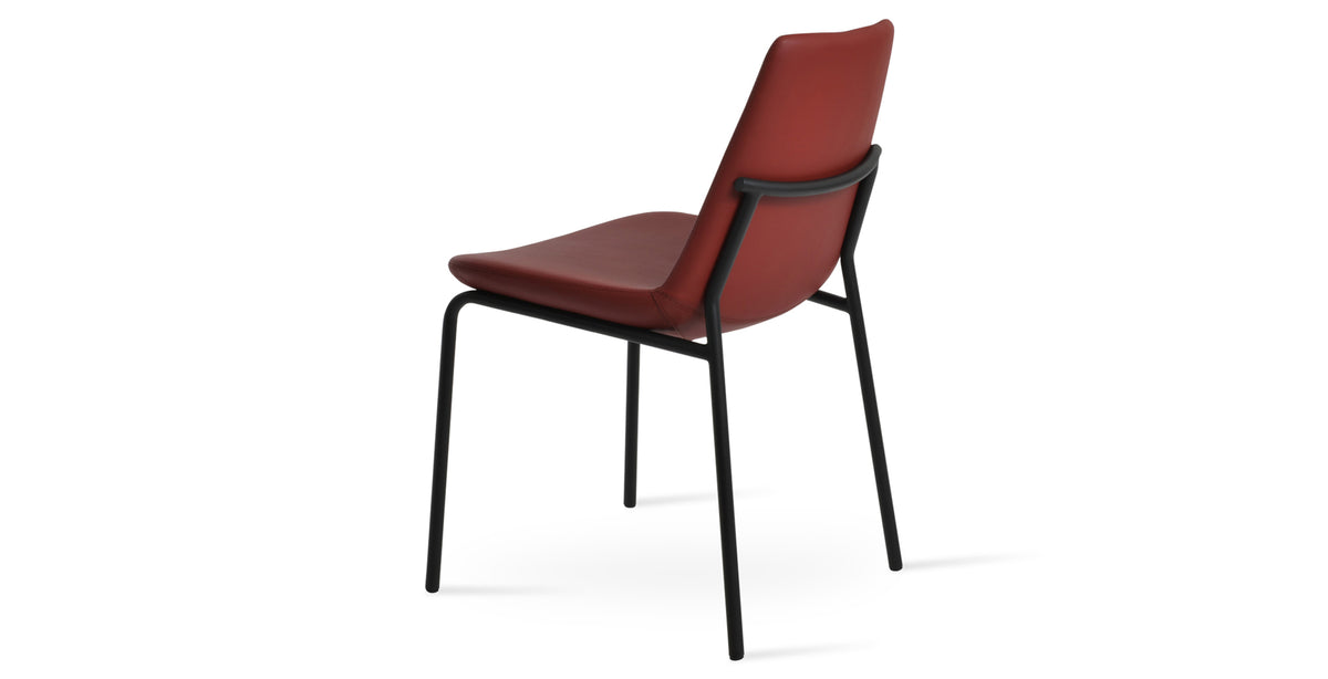 Eiffel Harris Dining Chair by SohoConcept, showing back view of eiffel harris dining chair in black finish/dark red ppm.
