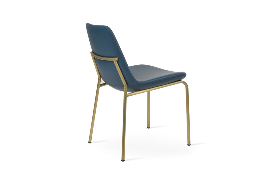 Eiffel Harris Dining Chair by SohoConcept, showing back view of eiffel harris dining chair in brass finish/petrol blue ppm-fr.