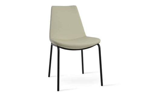 Eiffel Harris Dining Chair-Leather by SohoConcept - Black Finish, Cream PPM.