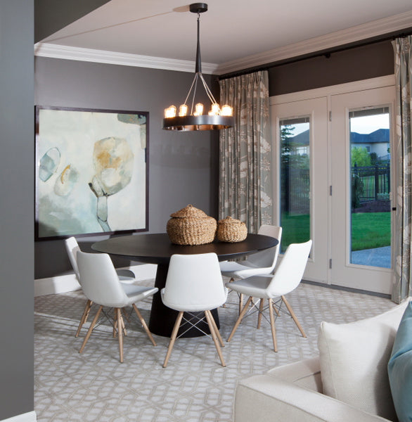 Eiffel MW Dining Chair by SohoConcept, showing mw dining chairs with table in live shot.