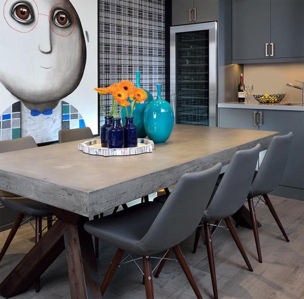 Eiffel MW Dining Chair by SohoConcept, showing mw dining chairs with table in live shot.