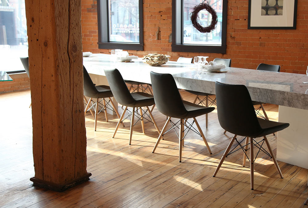 Eiffel MW Dining Chair by SohoConcept, showing mw dining chairs in live shot.