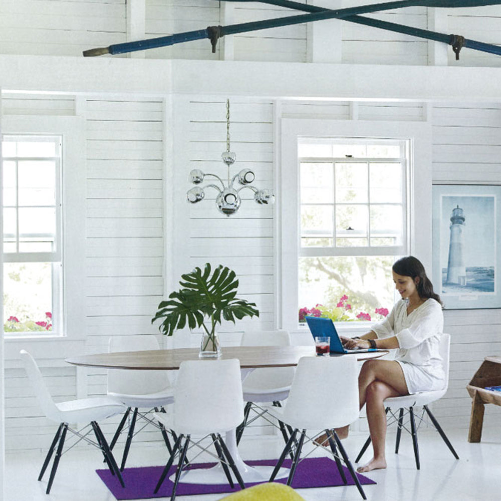 Eiffel MW Dining Chair by SohoConcept, showing mw dining chairs with table in live shot.