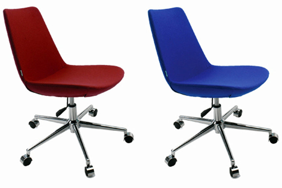 Eiffel Office Chair by sohoConcept, shown in red wool and royal blue wool.