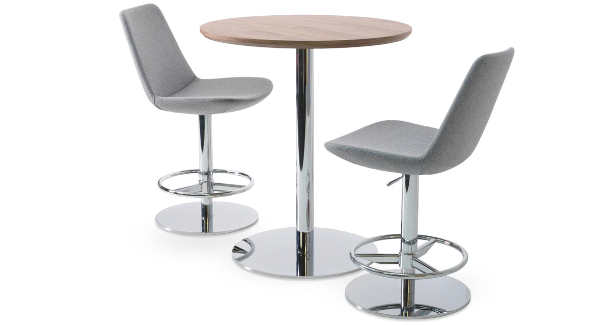 Eiffel Piston Full Footrest Stool
 by SohoConcept, showing two piston stools and tango counter table.