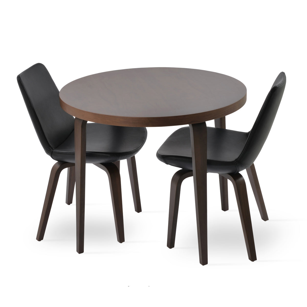 Eiffel Plywood Dining Chair by SohoConcept, showing plywood dining chairs with table.