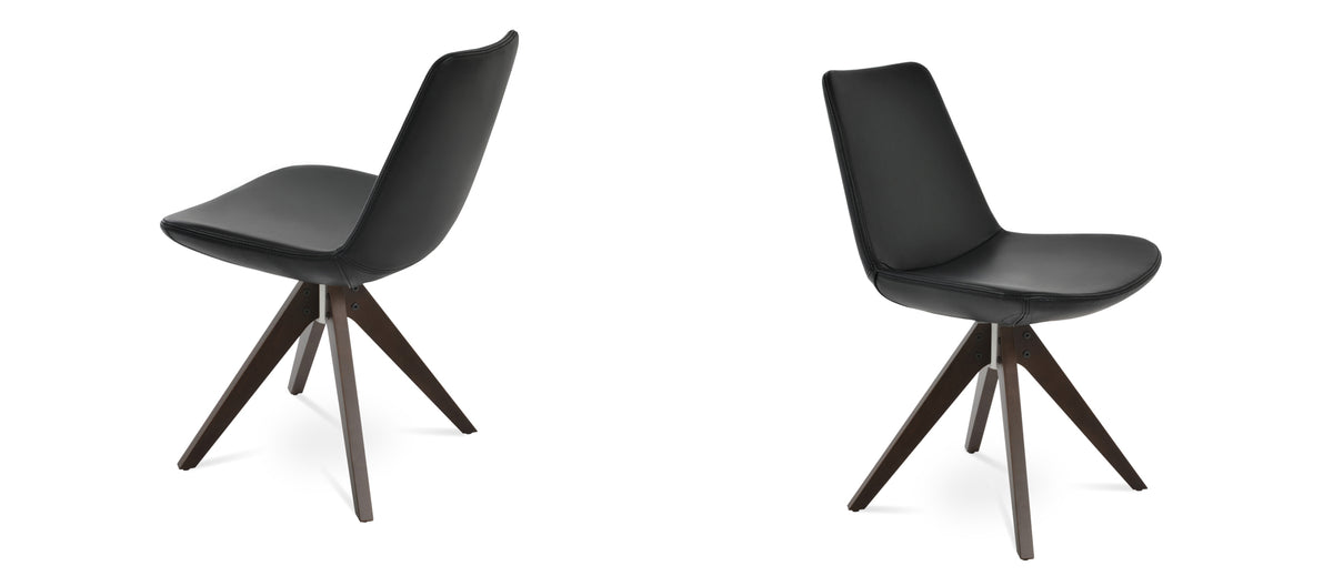 Eiffel Pyramid Swivel Dining Chair by SohoConcept, showing two pyramid swivel dining chairs.