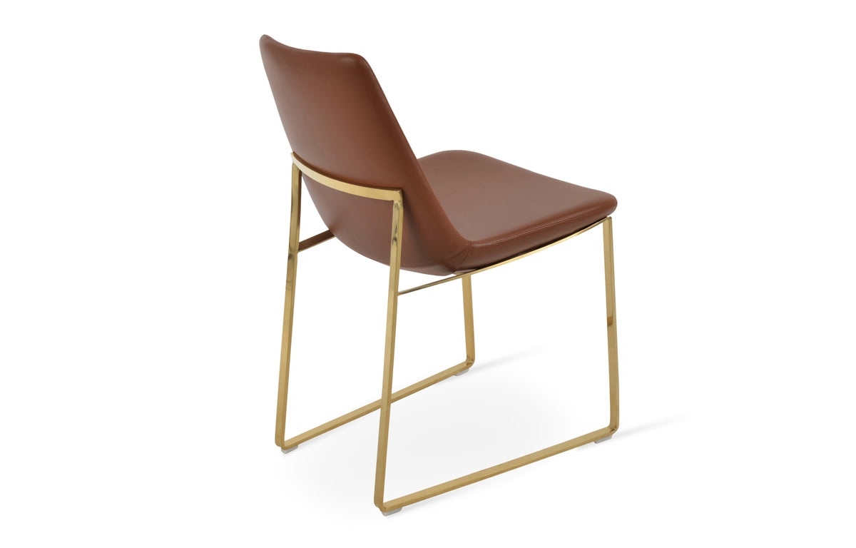 Eiffel Sled Chair by SohoConcept - Brass Stainless Steel, Hazelnut PPM-S