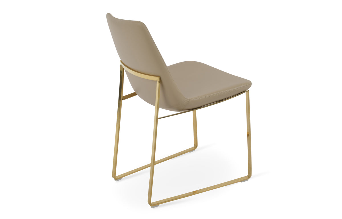 Eiffel Sled Chair by SohoConcept - Brass Stainless Steel, Wheat PPM-S