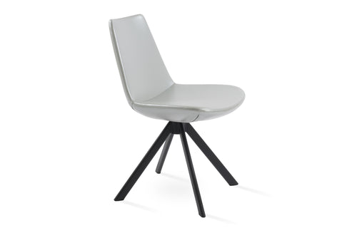 Eiffel Sword Swivel Dining Chair by SohoConcept - Black Painted Steel Tube, Silver PPM.