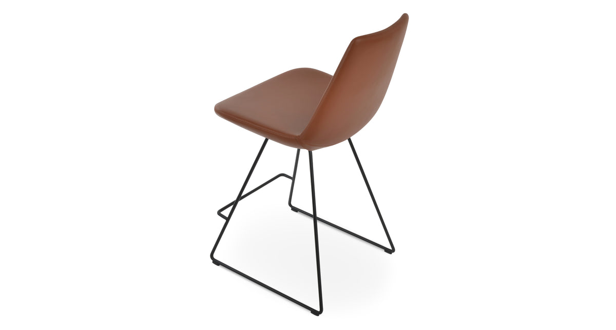 Eiffel Wire Counter Stool-Leather by SohoConcept, showing back angle view of wire counter stool.