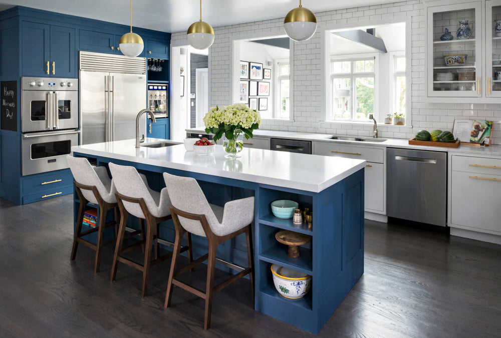 Eiffel Wood Counter Stool-Leather by SohoConcept, showing eiffel wood stools in live shot.