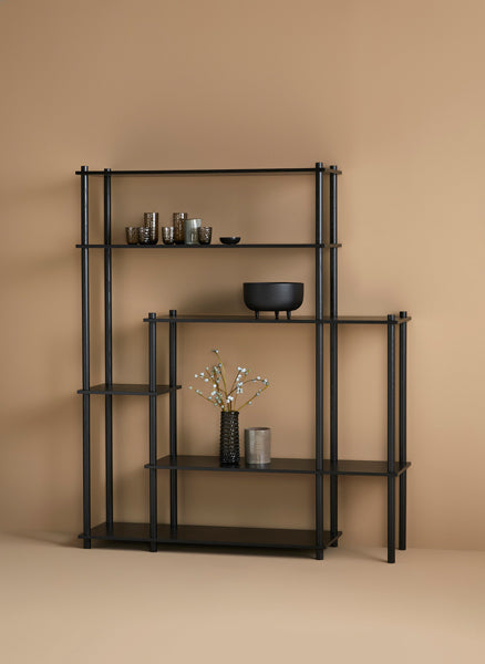 Elevate Shelving by Woud, showing front view of shelving in live shot.