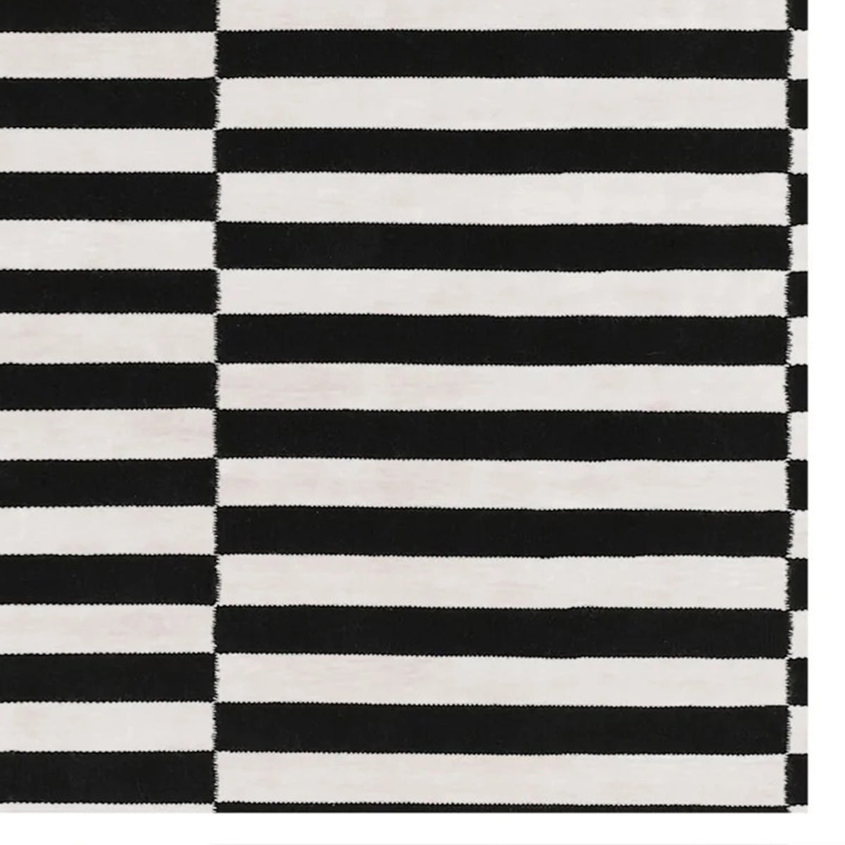 Empoli EI100 Rug by Second Studio, showing closeup view of empoli ei100 rug by second studio in black & off white.