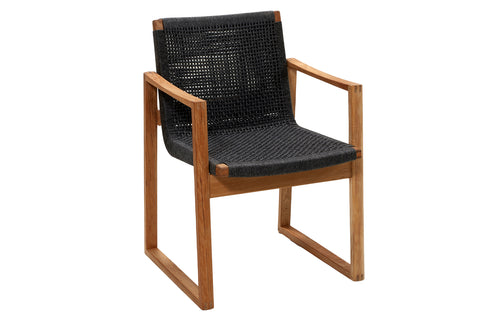 Endless Outdoor Dining Chair by Cane-Line - Teak/Dark Grey Soft Rope.