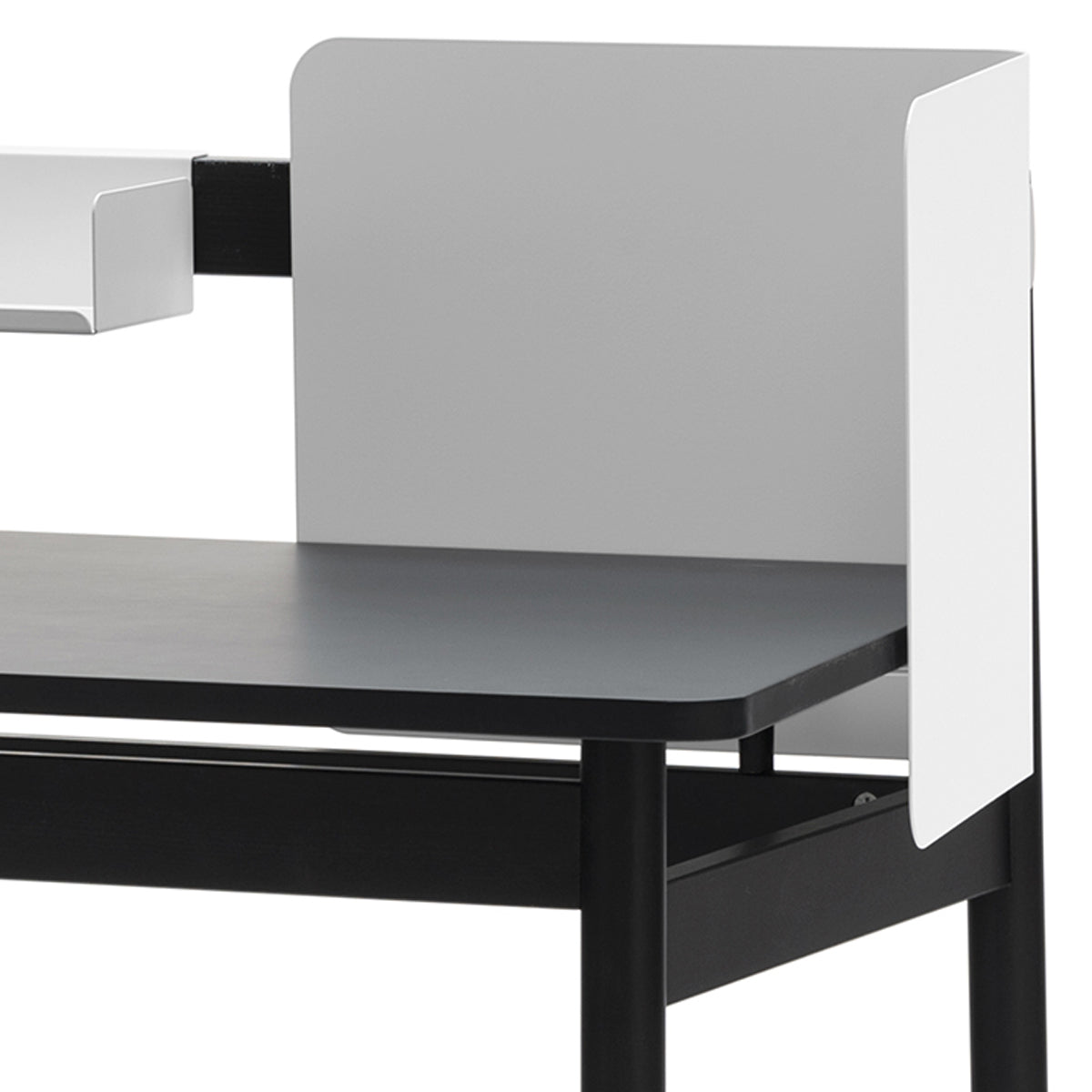 Ens Divider Accessory by Connubia, showing closeup view of ens divider accessory in matt optic white with table.