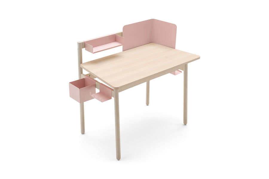 Ens Hooks Accessory by Connubia, showing ens hooks accessory in matt pale pink with table & other accessories.