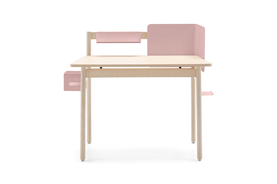 Ens Shelf Accessory by Connubia, showing ens shelf accessory in matt pale pink with table & other accessories.