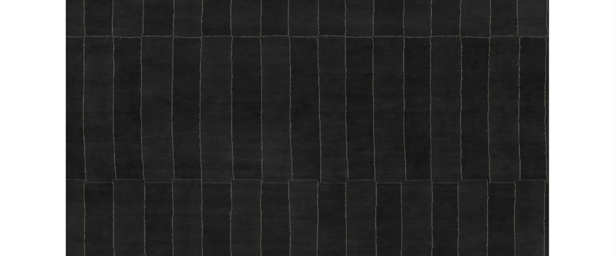 Erto E Casso EO250 Rug by Second Studio, showing closeup view of erto e casso eo250 rug by second studio in black & charcoal.