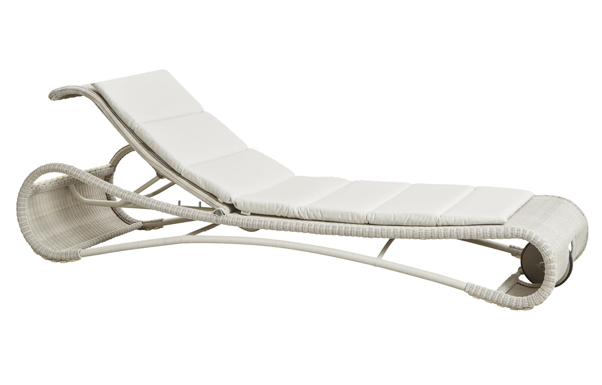 Escape Sunbed by Cane-Line - White Grey Fiber Weave, White Natte Cushion w/QuickDry & Airflow System.