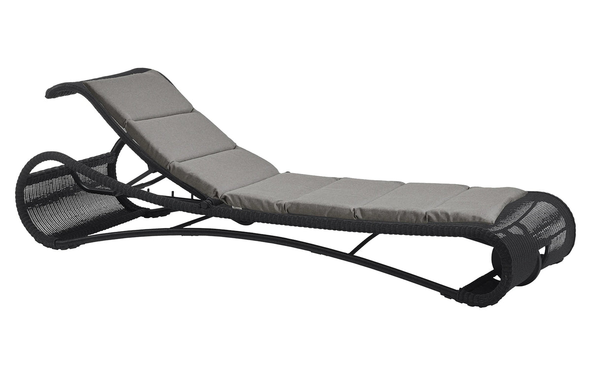 Escape Sunbed by Cane-Line - Black Fiber Weave, Taupe Natte Cushion w/QuickDry & Airflow System.