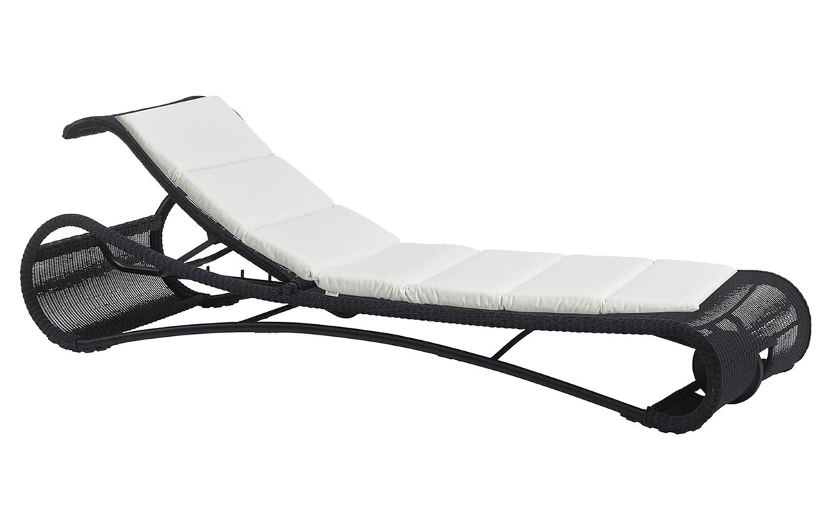 Escape Sunbed by Cane-Line - Black Fiber Weave, White Natte Cushion w/QuickDry & Airflow System.