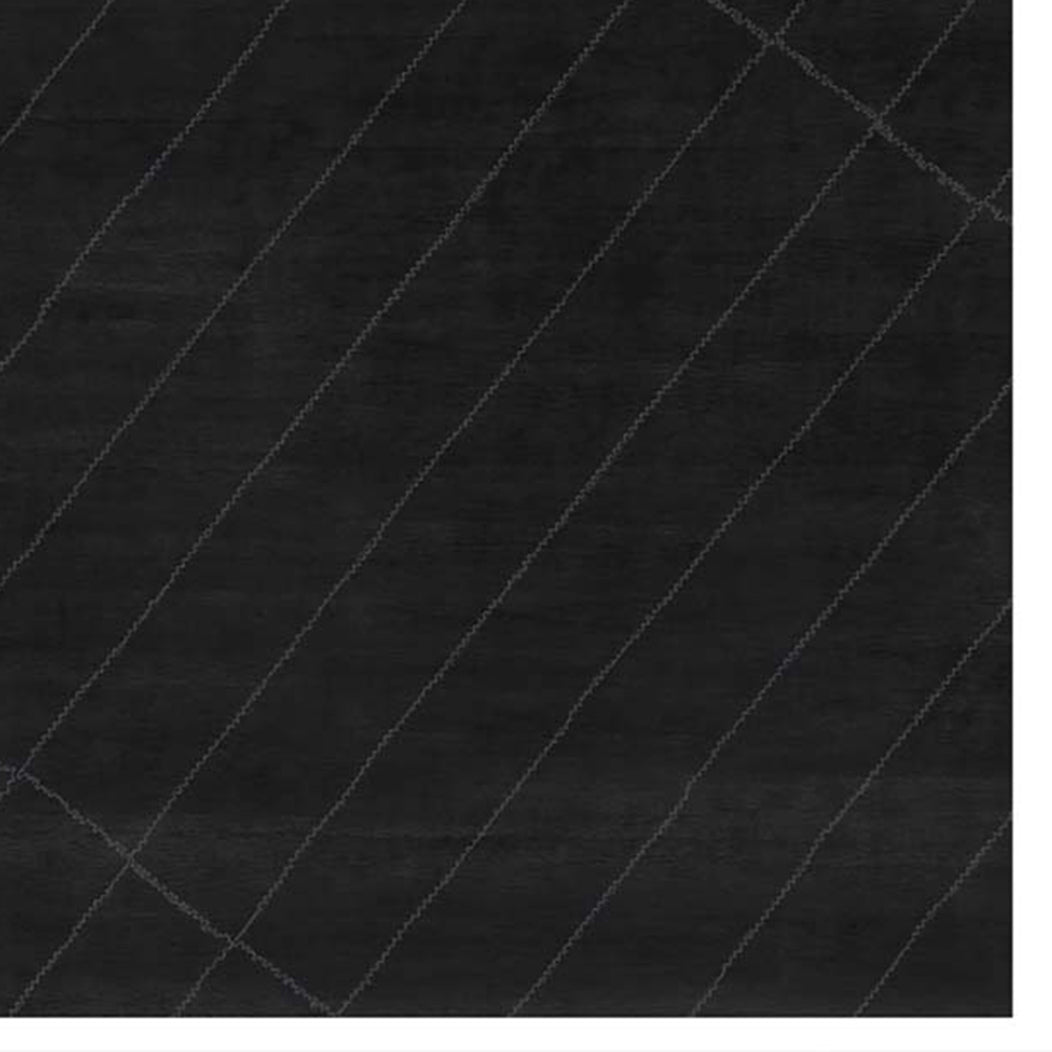Esporlatu EU100 Rug by Second Studio, showing closeup view of esporlatu eu100 rug by second studio in black & grey.